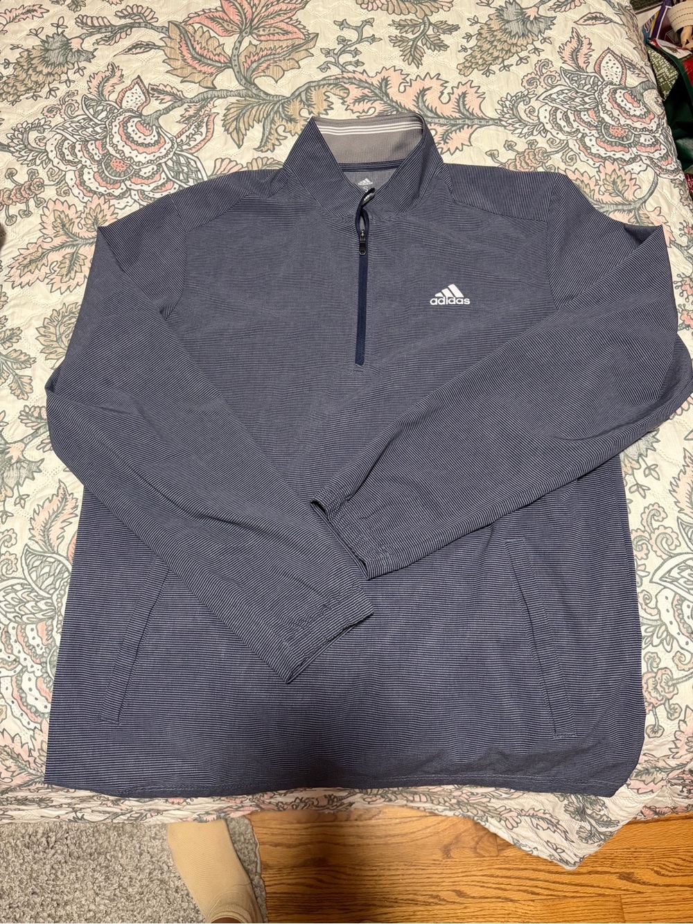 adidas Navy Quarter-Zip Pullover with Logo